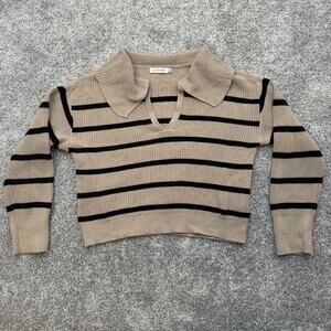 Cropped Knit Sweater Small Retro 70s Y2K Preppy Soft Girl Streetwear Clean Girl